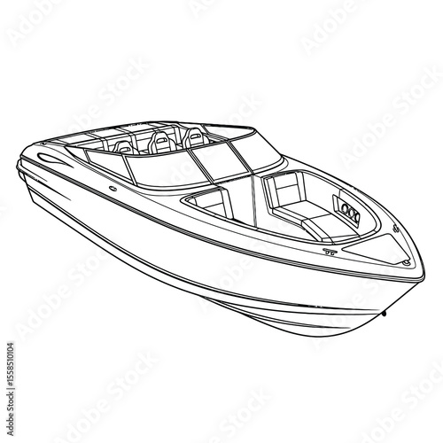 Sleek Speedboat With Multiple Seats And Windshield watercraft vessel