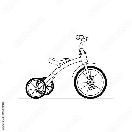 Child tricycle simple line art vehicle transportation