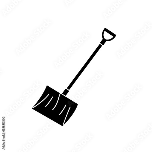 Snow Shovel: A solitary snow shovel, rendered in a stark monochrome, lies ready for the task of clearing pathways during the winter season.