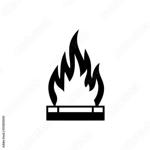 Flames Symbol: A stylized symbol of fire burns, its dark form against the bright background, representing intensity and transformation.