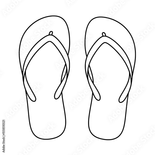 Flip-Flop Pair: A simple, clean line drawing of a pair of classic flip-flops, capturing the essence of summertime comfort and casual relaxation.