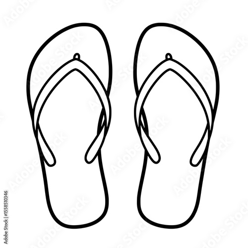 Beach-Ready Essentials: A clean, graphic rendering of two flip-flops, essential footwear for sandy shores and sunny getaways, ready for a day of relaxation and leisure.