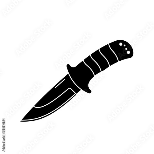 Steeled Silhouette: A striking monochromatic depiction of a survival knife, its sharp blade and textured handle exuding a sense of readiness and capability.