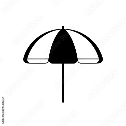 Sunshade Silhouette: A clean and minimalist illustration of a classic sunshade, perfect for conveying concepts of summer and protection.