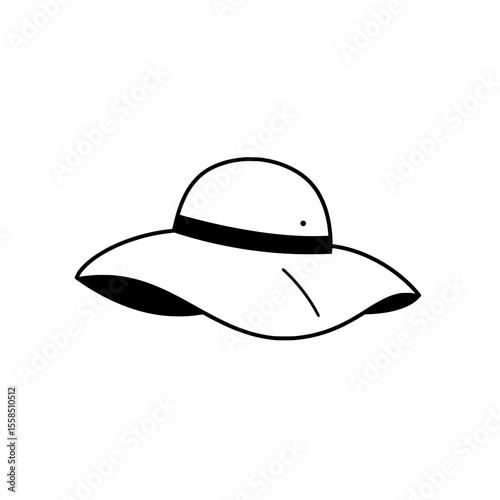 Elegant Summer Hat: A stylish and classic sun hat, featuring a wide brim and elegant ribbon, perfectly encapsulates a sense of carefree elegance. 