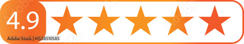 4.9  star icon. symbol of customers rating for product or service. yellow five star sign with text for app, website, design element. transparent  and vector illustration.