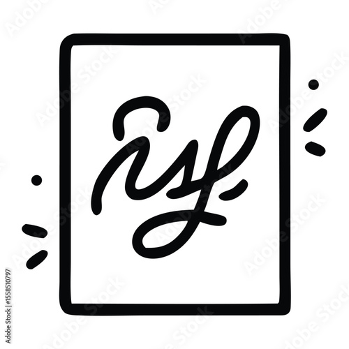 Elegant script icon handdrawn ryf logo for sophisticated brand identity design. Suitable for luxury fashion or highend lifestyle brands