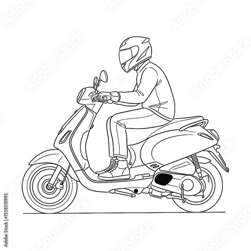 Person riding a scooter wearing a helmet rider transportation