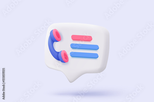 3d realistic call phone and bubble talk icon signs speech. speak with service support hotline and call center. 3d contact customer buttons vector render illustration