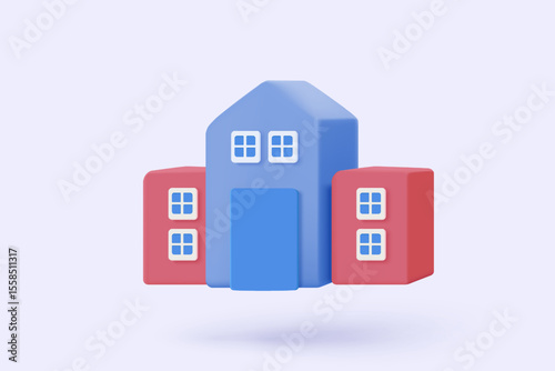 3d mortgage housing to money, money invest profit project, mansion rental property of financial. Residence for personal loan icon signs. 3d real estate financial icon vector render illustration