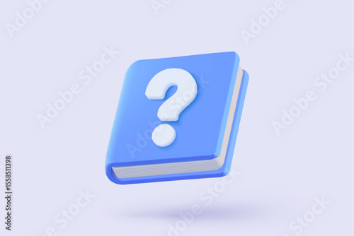 3d books tool simplicity icon signs for instruction manual paperwork. paper document sheet missing question or ask FAQ and QA answer solution concept. 3d document form icon vector render illustration
