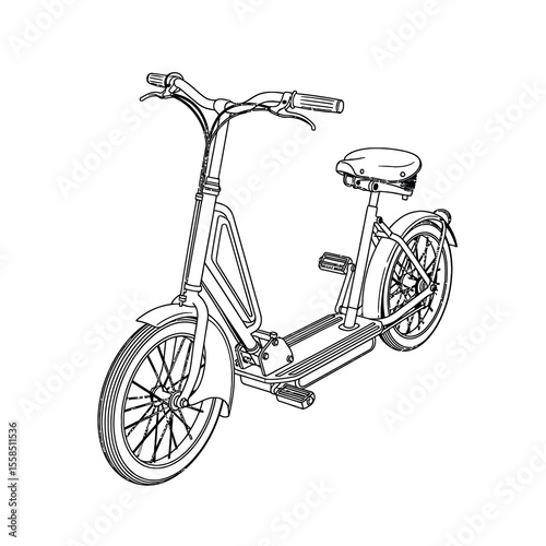 Classic scooter with pedals and spoked wheels vehicle transportation
