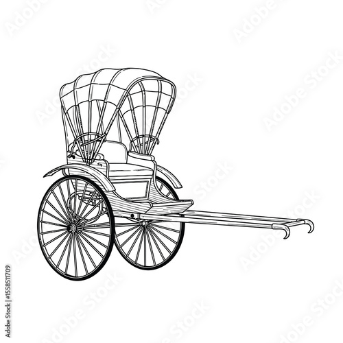 Elegant horse drawn carriage with canopy and spoked wheels transport travel