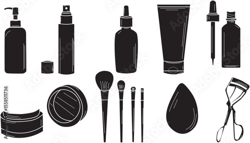 The Illustration of woman make up set for beauty