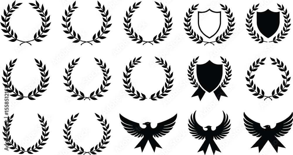 Fototapeta premium Black Geometric Shapes Seamless Pattern on White Background for Graphic Design