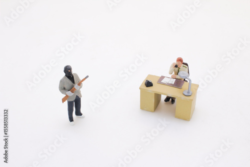 Miniature Figures Displaying a Dramatic Scene of Conflict and Decision Making