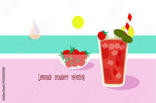 Lemonade strawberry  red  refreshing ,the great sun