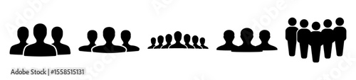Diverse crowd of people represented in silhouette figures on a white background