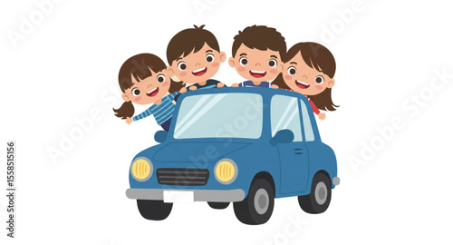 children with car