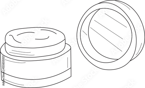 The Illustration of Jar Container Cream Line Art Open