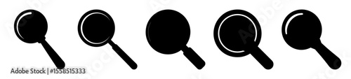 A series of magnifying glass icons in silhouette on a white background