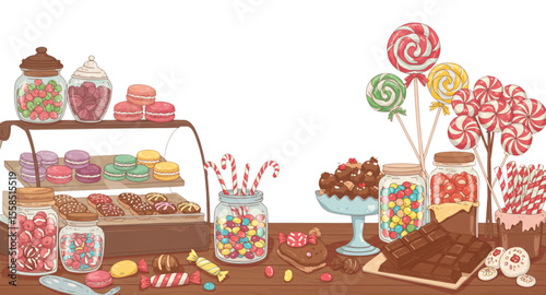 Dessert Shop Building – Cake, Candy, and Cookie Store Vector
