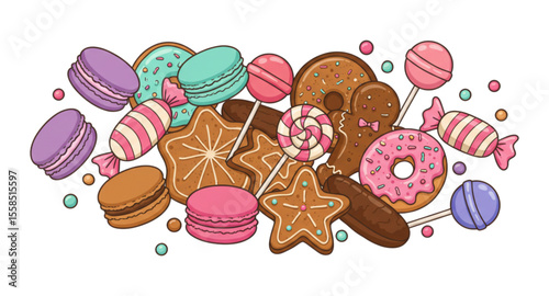 Delicious Cakes, Candies, and Cookies – Sweet Treats Vector Set