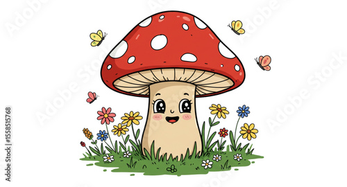 mushrooms in the grass