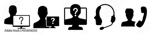 Customer Service Help Desk Icons Representing Questions Support and Communication