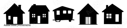 Silhouette Houses Row Showing Black and White Minimalist Modern Home Design