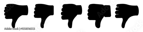 Five Thumbs Down in a Row Depicting Disapproval and Negativity