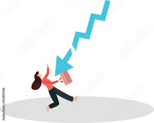 Investing in market downturn, recession or financial crisis, short sell or make profit in stock market, crypto currency decline concept.flat characters.