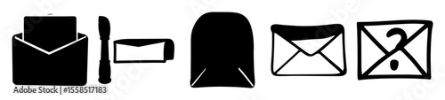 Assorted Black and White Mail and Letter Icons Communication Concept Design