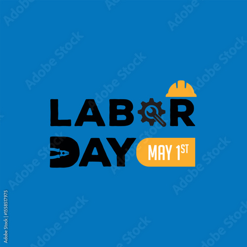 1st May International Labor Day Vector Design on Blue Background | Workers’ Day Poster