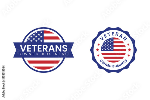 Veteran Owned Business Stamp Design with Patriotic Theme for Military Veterans and Small Business