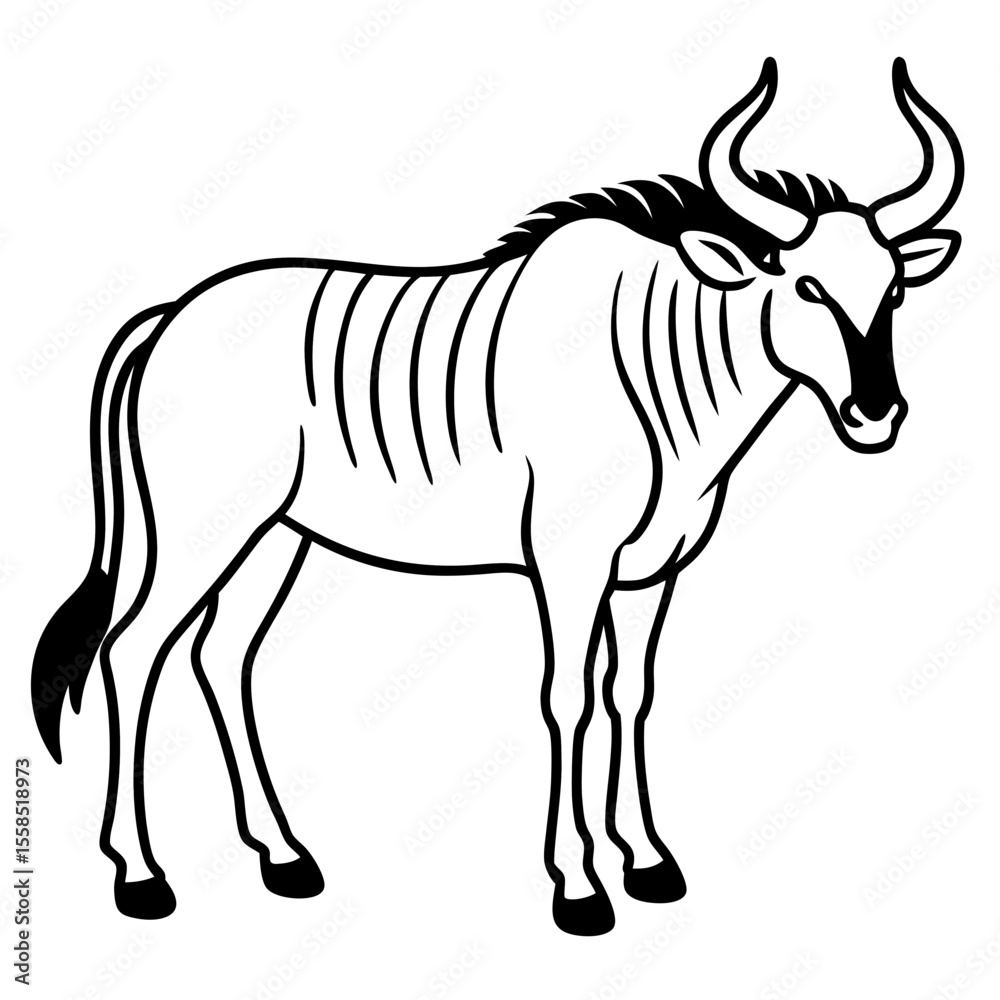 Fototapeta premium Wildebeest Animal Line Drawing Icon