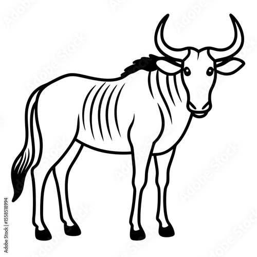 Wildebeest Animal Line Drawing Icon