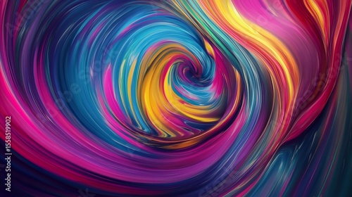 Striking Abstract Swirl of Vibrant Colors Radiating from a Central Point