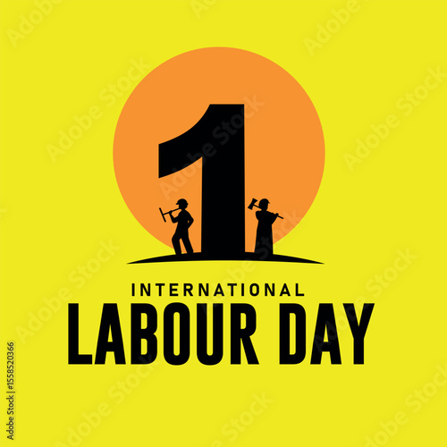 1st May International Labor Day Vector Design on Yellow Background | Workers' Day Illustration