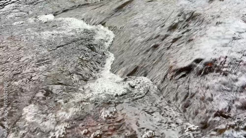Water Flowing in Rocky Terrain: A captivating image captures the dynamic interplay of water as it cascades through a rugged, rocky landscape. The water's movement is depicted in a natural.