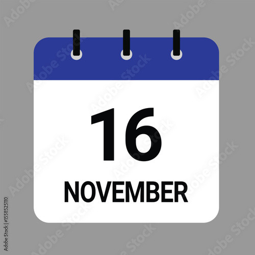 NOVEMBER-16- Daily Calendar Icon - White Background