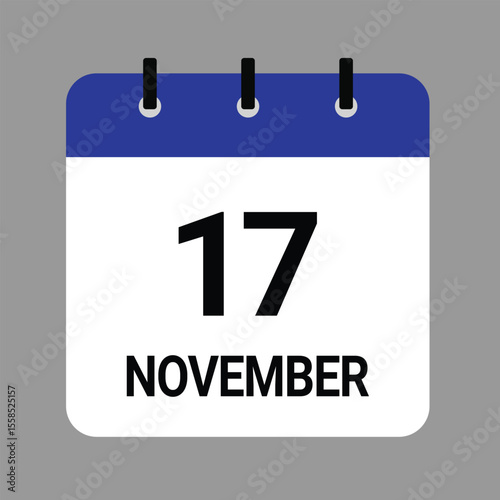 NOVEMBER-17- Daily Calendar Icon - White Background