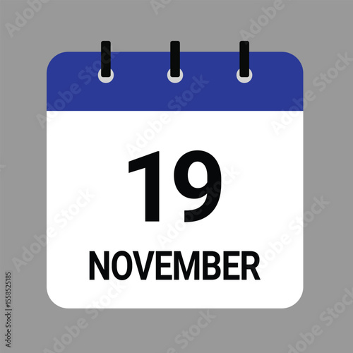 NOVEMBER-19- Daily Calendar Icon - White Background