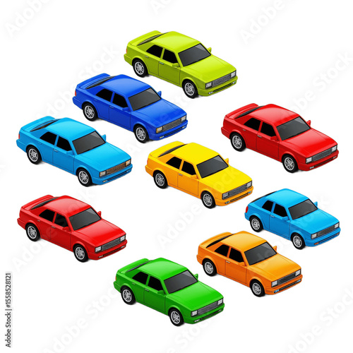 Png set of colorful toy cars
