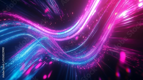 Dynamic Abstract Background with Glowing Light Streaks and Vibrant Colors