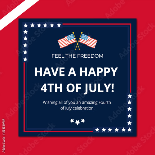 Blue and White Modern Happy Independence Day Facebook Post