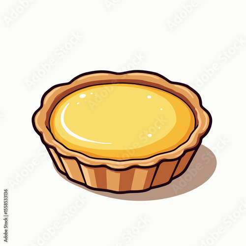 Delicious Egg Tart Pastry with Flaky Crust, a Sweet Treat Dessert Illustration