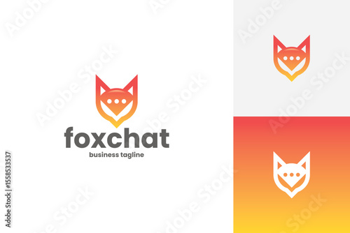 modern fox chat logo vector
