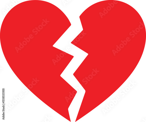 broken heart or divorce flat icon for apps and websites