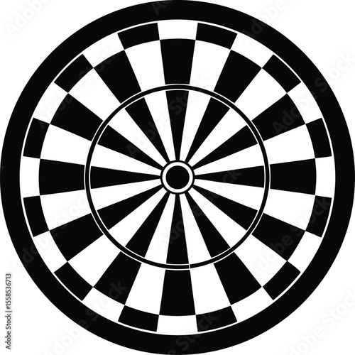 dartboard silhouette icon, darts target vector, black and white dart graphic